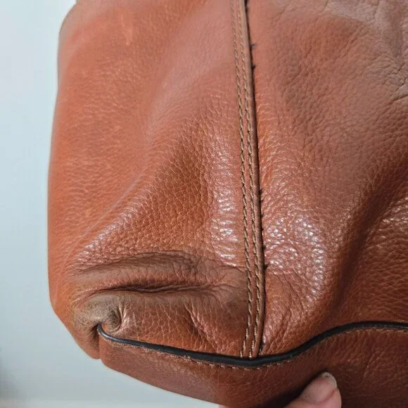 Fossil Brown Cow Hide Leather Crossbody Bag Medium Snap Closure Adjustable - Picture 12 of 16